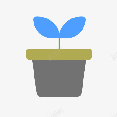 蓝色现代植物装饰图标图标
