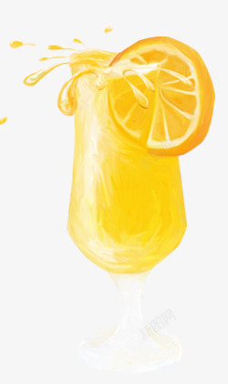 手绘黄色橙汁素材