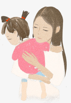 手绘妈妈洗宝宝衣服母亲节插图手绘简笔画妈妈抱着孩高清图片