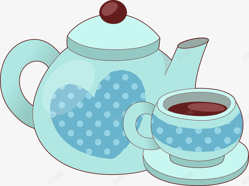 卡通茶具png免抠素材_新图网 https://ixintu.com AI 卡通 咖啡 手绘 线条 茶具 茶壶 茶杯 饮品 饮料