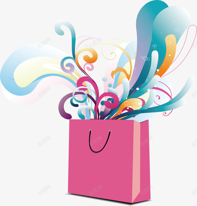 粉红色购物袋png免抠素材_新图网 https://ixintu.com 促销手袋 商场促销 手提袋 矢量png 粉色袋子 购物袋