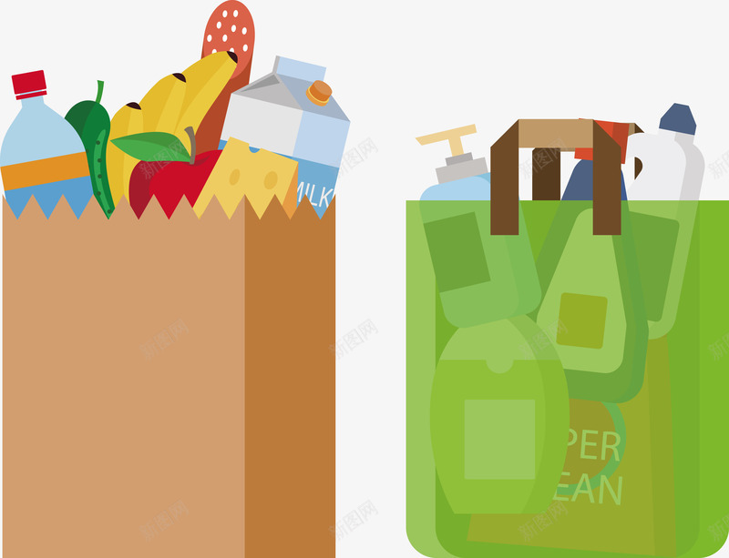 两个超市购物袋矢量图eps免抠素材_新图网 https://ixintu.com 两个 两个购物袋 矢量购物袋 购物袋 购物袋PNG 矢量图