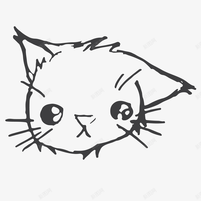 简笔素描猫咪头像图标png_新图网 https://ixintu.com 可爱的 头像 手绘图 猫咪头像 简笔 素描画 胡须