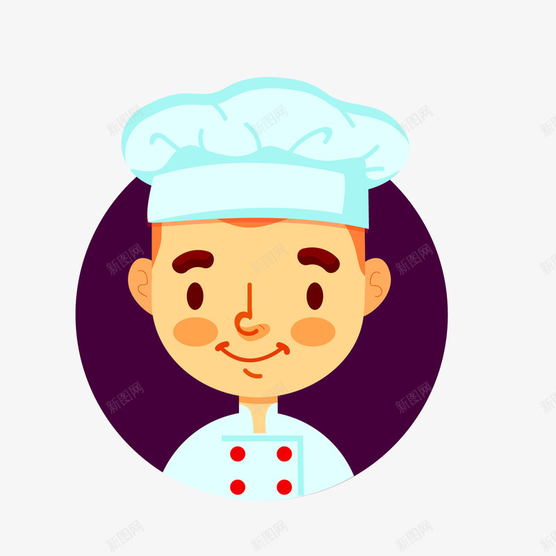 男厨师头像png免抠素材_新图网 https://ixintu.com 卡通厨师 厨师头像 厨师帽 男厨师 背景装饰