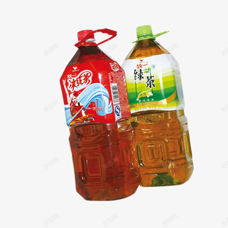 统一冰红茶和绿茶png免抠素材_新图网 https://ixintu.com 两瓶饮料 产品实物 红色 绿色 茶饮料