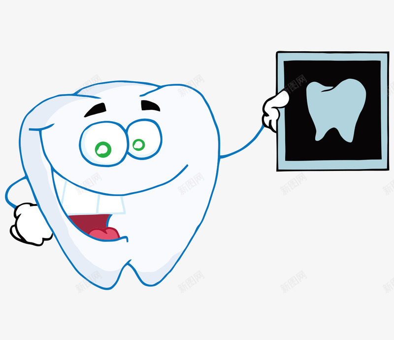 卡通手绘拿照片可爱牙齿png免抠素材_新图网 https://ixintu.com 卡通的牙齿 可爱的牙齿 矢量牙齿
