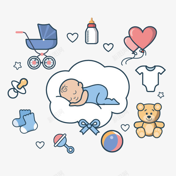 睡觉的婴儿矢量图ai免抠素材_新图网 https://ixintu.com 婴儿 婴儿睡觉 睡觉 矢量图