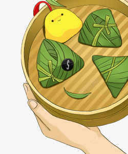 彩色圆弧蒸粽子卡通插画素材