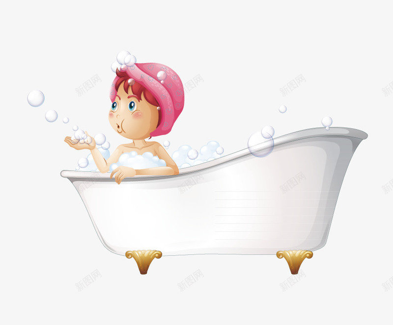 女孩洗澡png免抠素材_新图网 https://ixintu.com 可爱 女孩 女宝宝洗澡 宝宝洗澡