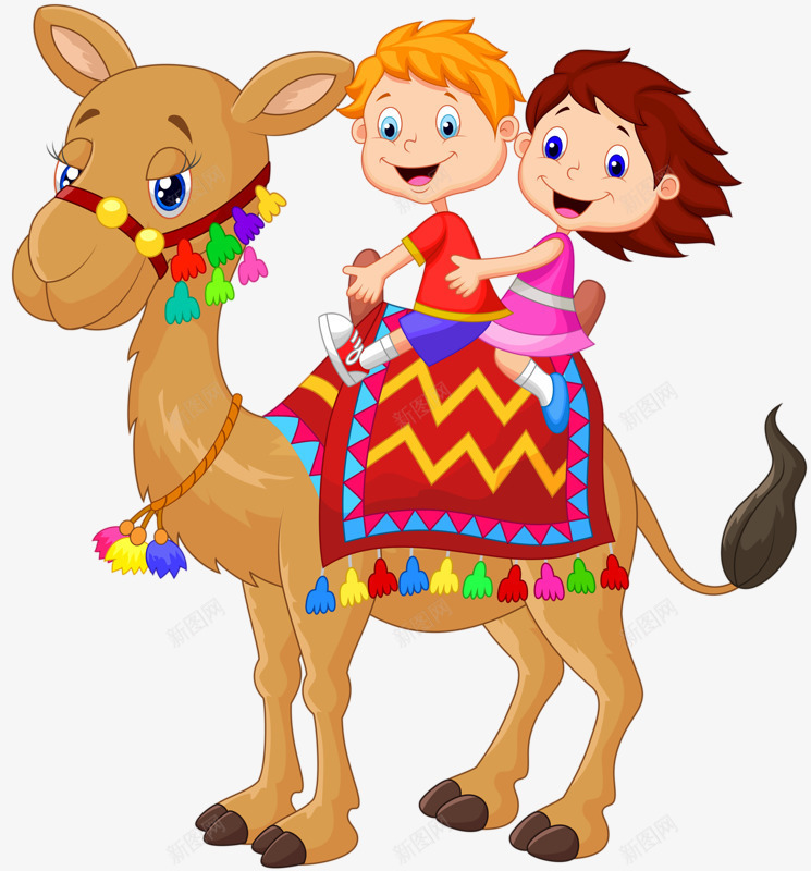 骑骆驼的孩子png免抠素材_新图网 https://ixintu.com 动物 孩子 手绘 骆驼