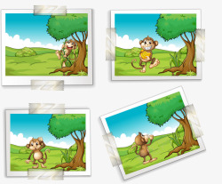 照片墙目录卡通猴子照片墙矢量图高清图片