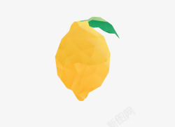 金柠檬扁平化多边形柠檬高清图片