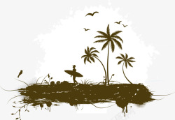 椰子树剪影背景装饰矢量图素材