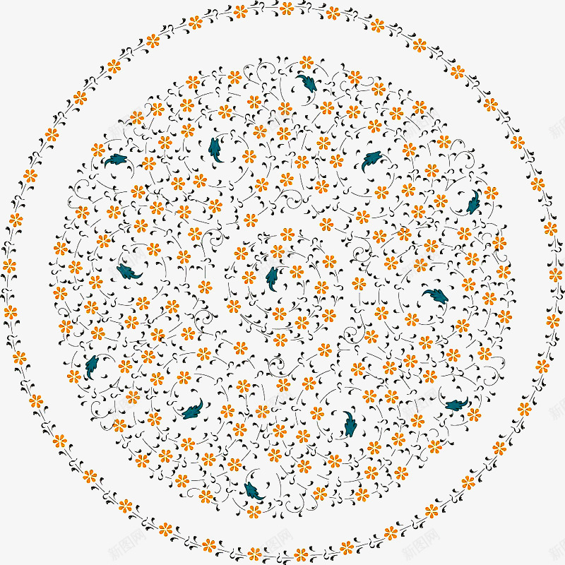 圆形花纹背景图案png免抠素材_新图网 https://ixintu.com 可爱 圆形 圆形图案 小清新 现代 花纹 装饰