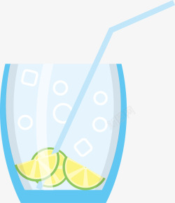 手绘水杯有吸管的苏打水气泡矢量图高清图片