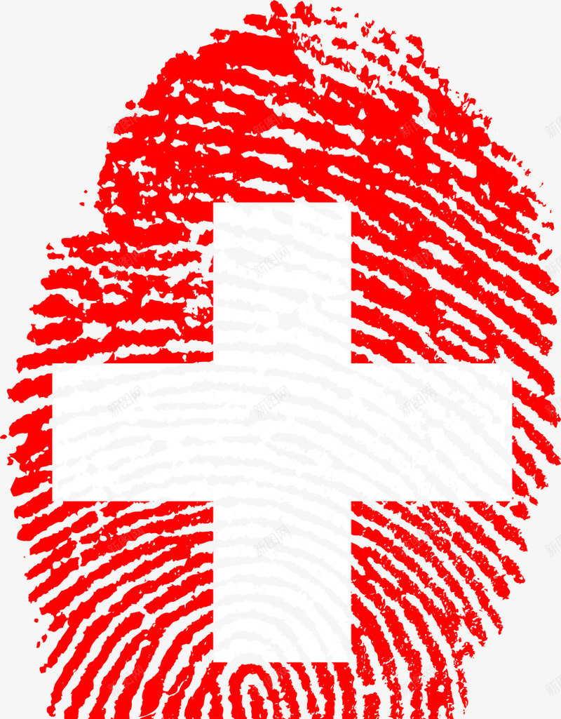 红色的指纹png免抠素材_新图网 https://ixintu.com 医院 十字架 指纹 红色