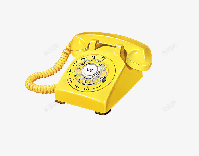 柠檬黄复古电话机png免抠素材_新图网 https://ixintu.com 复古 摇杆电话机 柠檬黄 清新 电话