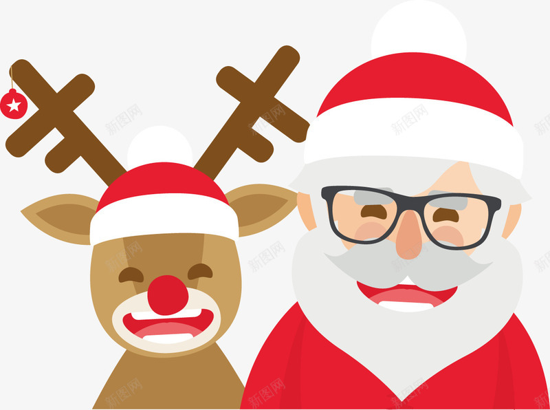 创意圣诞节老人小鹿图png免抠素材_新图网 https://ixintu.com 圣诞 小鹿 气氛 红色 老人