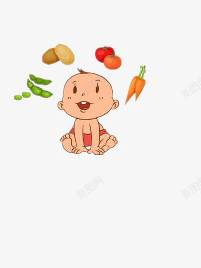 吃货男孩的妄想png免抠素材_新图网 https://ixintu.com 婴儿 幸福 素材 蔬菜