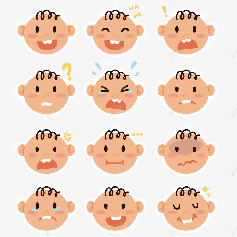 创意婴儿表情头像贴纸png免抠素材_新图网 https://ixintu.com 人物 头像 婴儿 表情 贴纸