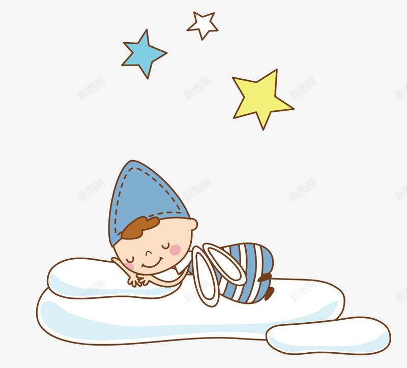 可爱的孩子png免抠素材_新图网 https://ixintu.com 可爱的孩子 戴帽子的孩子 星星 睡觉的孩子 睡觉的宝宝 矢量素材