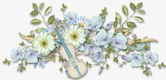 花枝上的小提琴png免抠素材_新图网 https://ixintu.com 培训 小提琴 教育 欧式 花枝