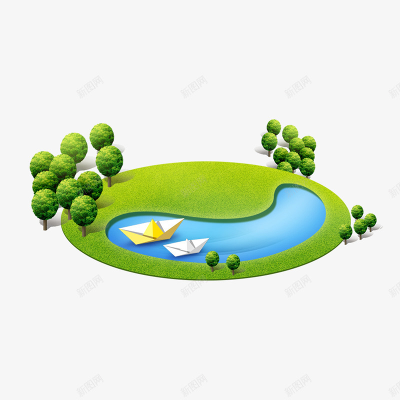 绿色现代植物装饰png免抠素材_新图网 https://ixintu.com 小湖 春天 树叶 树木 森林 清新 绿色 自然 茂盛 风景