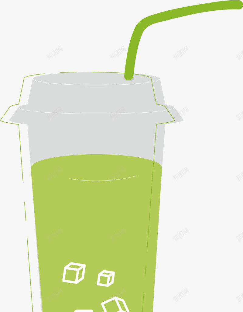 绿色的饮料矢量图图标ai_新图网 https://ixintu.com 创意 卡通 吸管 图标 插画 杯子 苹果汁 饮品 饮料 矢量图