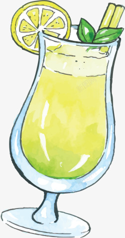 水彩手绘柠檬果汁矢量图素材