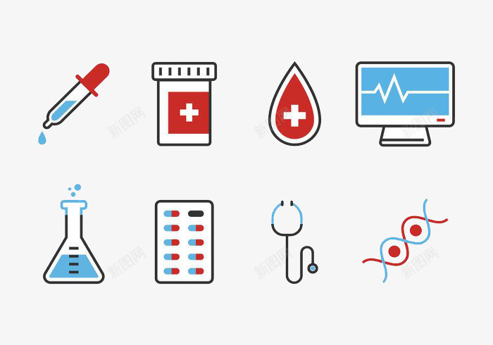 医疗图标集psd_新图网 https://ixintu.com 医疗 医院 图标 药 针