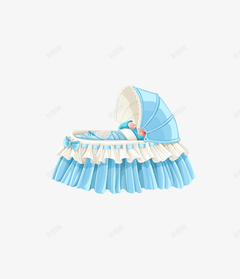 婴儿床png免抠素材_新图网 https://ixintu.com 卡通 婴儿床 蓝色