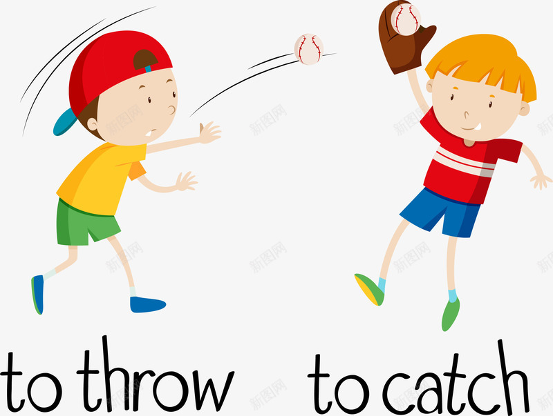 玩棒球的孩子png免抠素材_新图网 https://ixintu.com 扔东西 抓住东西 玩棒球 矢量素材