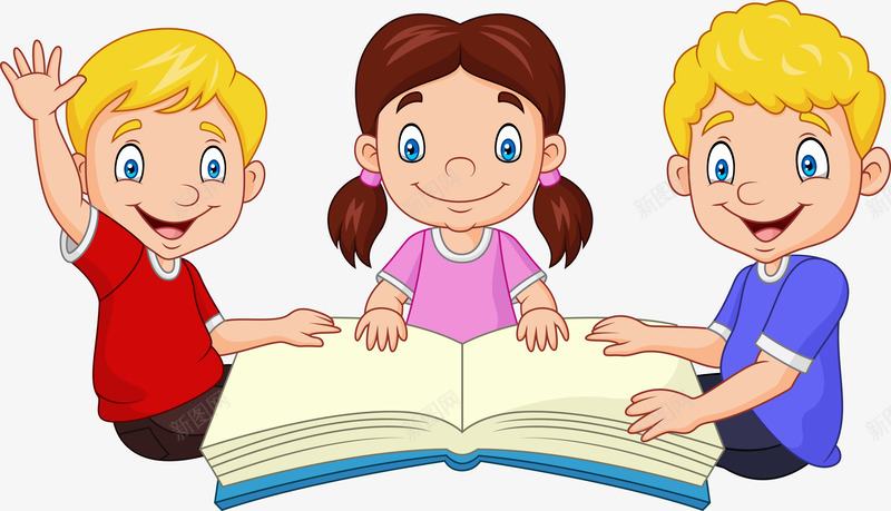 三个愉快读书的孩子png免抠素材_新图网 https://ixintu.com 卡通孩子 念书 愉快 愉快读书 读书 读书孩子 读书活动 阅读