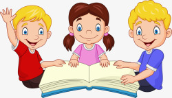 愉快读书三个愉快读书的孩子高清图片