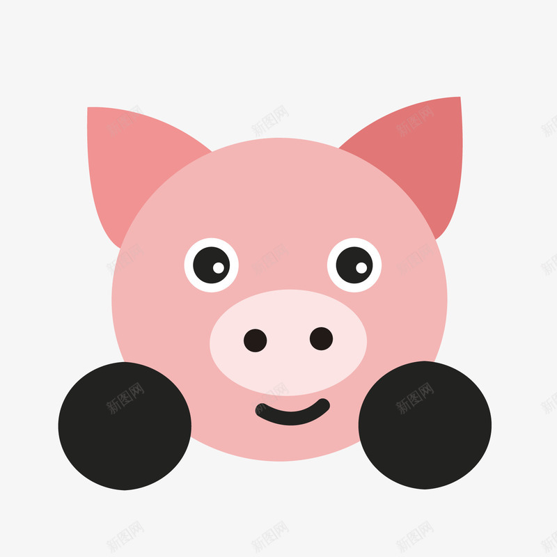 卡通粉色猪头png免抠素材_新图网 https://ixintu.com 卡通动物 圆形 小猪头像 手绘 猪头 粉色
