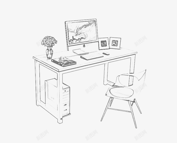 我的办公桌png免抠素材_新图网 https://ixintu.com 办公室背景 办公桌 家人照片 电脑 盆栽 相框 等着