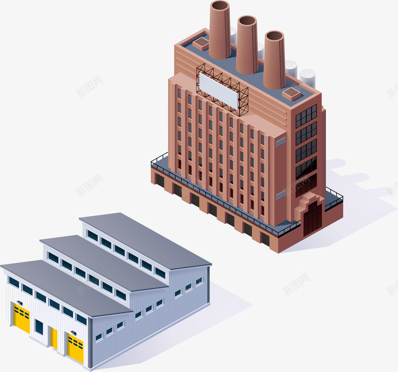 现代建筑插画矢量图ai免抠素材_新图网 https://ixintu.com 卡通 工厂设计 建筑 建筑设计 房屋 插画 矢量图