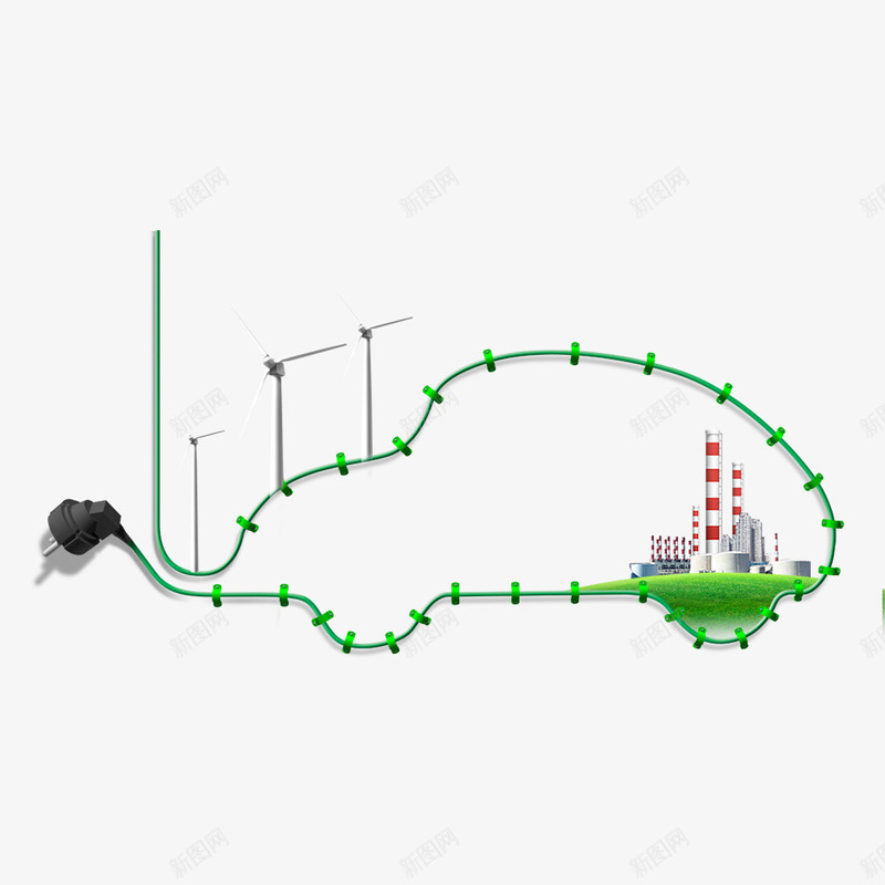 绿色现代植物装饰psd免抠素材_新图网 https://ixintu.com 小草 春天 春天景色 春意 春色 电力 绿色 草地 踏青