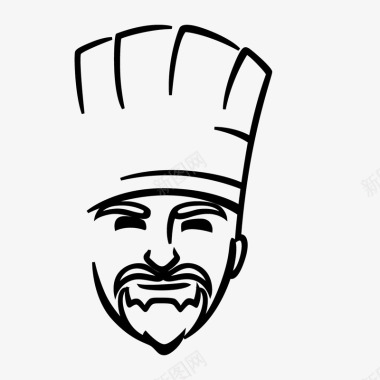 线描厨师头像图标图标