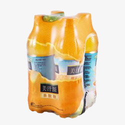 果汁素材实图四瓶装果粒橙高清图片