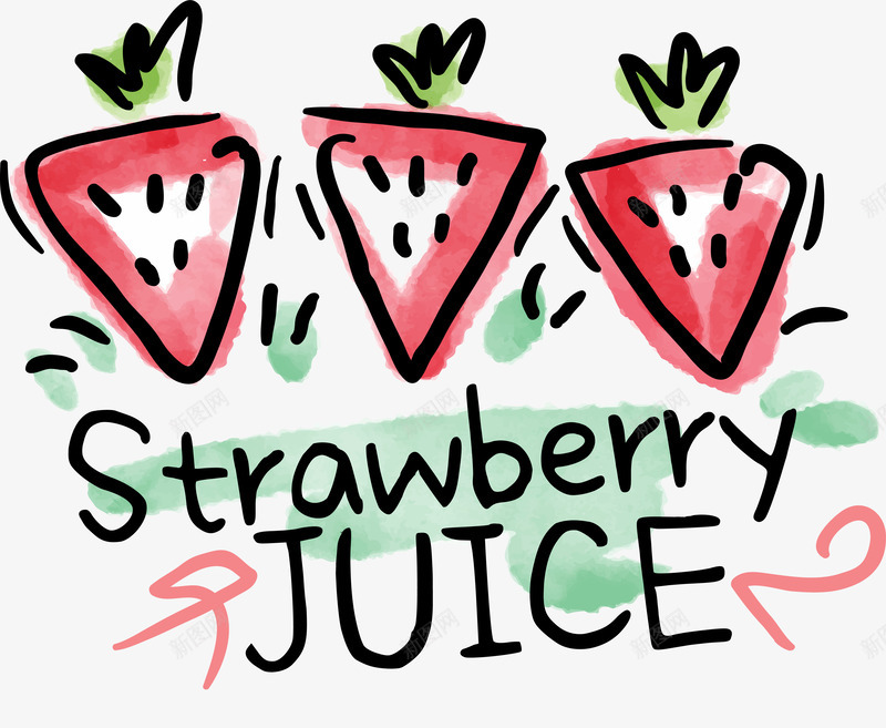 水彩草莓饮料标签png免抠素材_新图网 https://ixintu.com 小清新 标签 水彩 水果 甜品 矢量图案 餐饮
