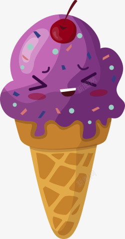 紫色呆萌可爱冰淇淋素材