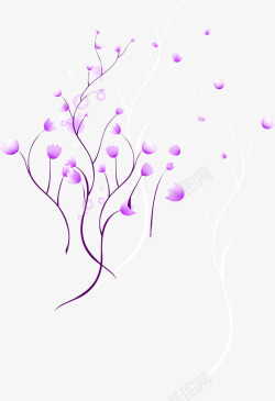 卡通手绘紫色花枝素材