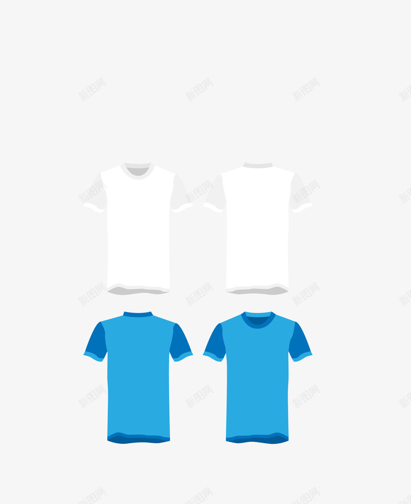白色蓝色男士T恤png免抠素材_新图网 https://ixintu.com 男士T恤 白色T恤 矢量T恤 蓝色T恤