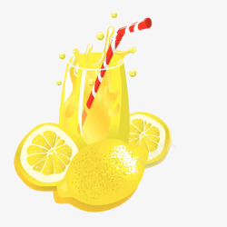 手绘黄色柠檬饮料素材