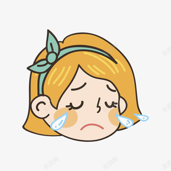 流泪的女孩png免抠素材_新图网 https://ixintu.com 卡通 发卡 头像 插图 流泪的 蝴蝶结 黄色的