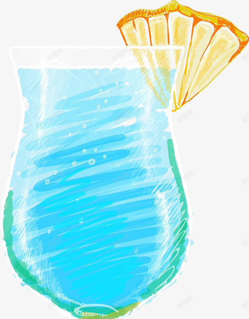 蓝色清凉夏日饮料png免抠素材_新图网 https://ixintu.com 果汁 清凉夏日 线条 美味 蓝色 装饰图案 饮料 鸡尾酒