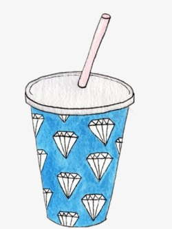 蓝色钻石杯子饮料素材