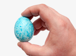 彩色复活蛋蓝色禽蛋手捏着的食用彩蛋实物高清图片