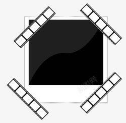黑白电影胶片手绘黑白几何相片边框高清图片